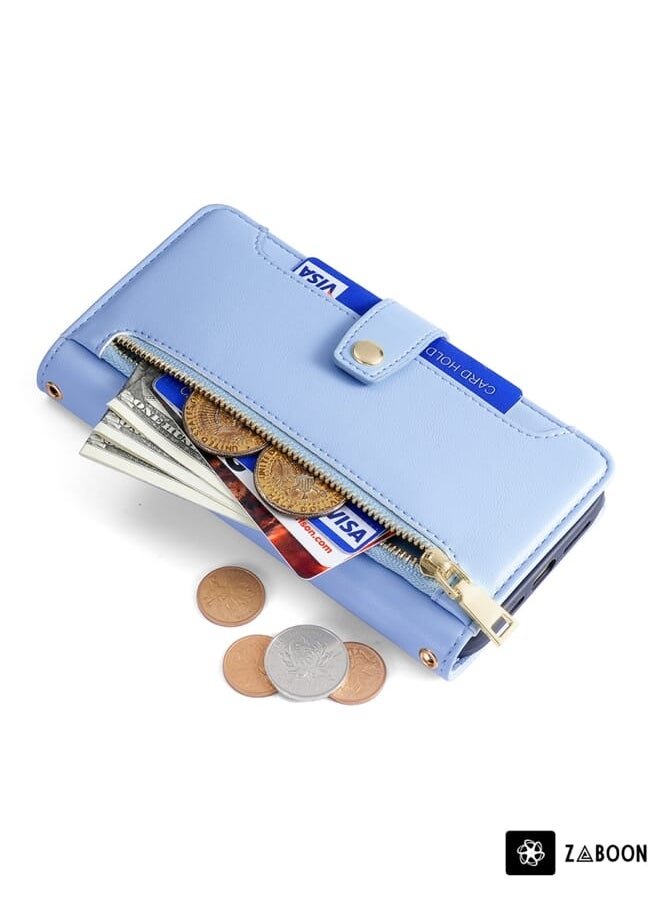 For vivo Y100 5G Sheep Texture Cross-body Zipper Wallet Leather Phone Case(Blue)
