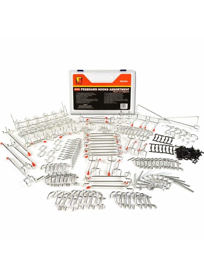 Wellmax 188pc Heavy Duty Pegboard Hooks and Accessories Set for Tools, Crafts, and More - Fits 1/4 and 1/8 inch Peg Holes - Image 1