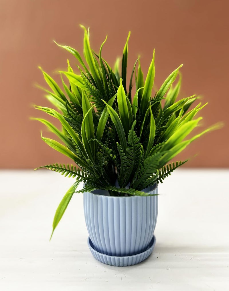 Dekorly Plastic 6 Packs Fake Plants Small,Mini Artificial Plants Indoor For Home Farmhouse Bathroom Shelf Décor(Height : 17Cm,Blue) - Image 4