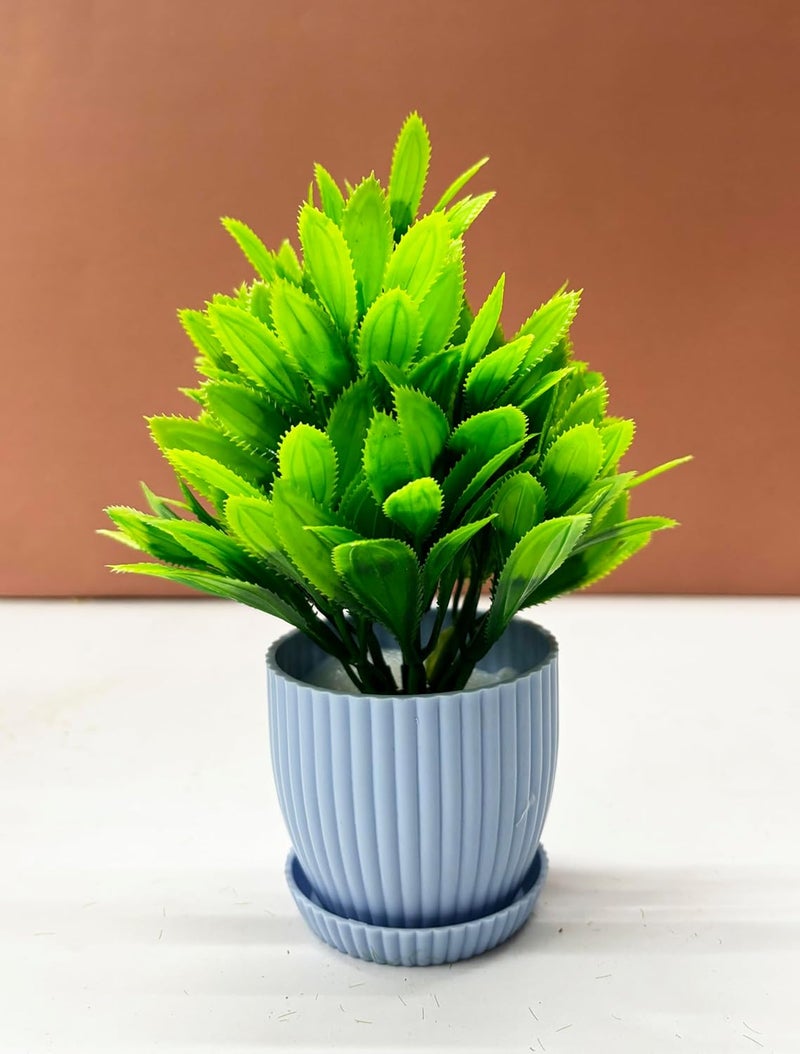 Dekorly Plastic 6 Packs Fake Plants Small,Mini Artificial Plants Indoor For Home Farmhouse Bathroom Shelf Décor(Height : 17Cm,Blue) - Image 5