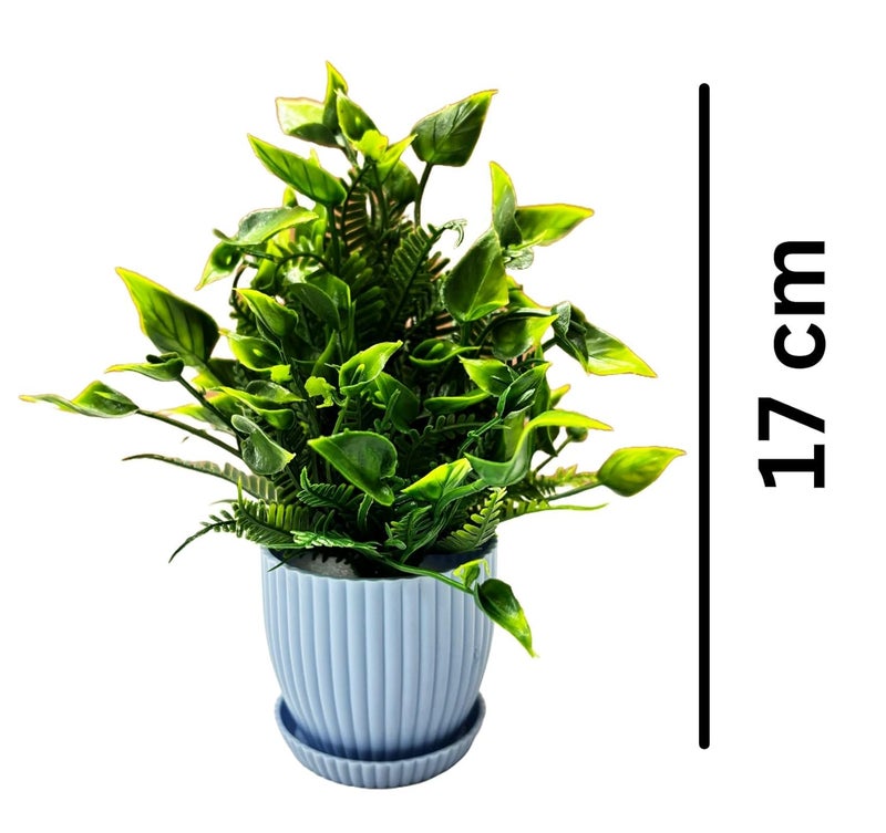 Dekorly Plastic 6 Packs Fake Plants Small,Mini Artificial Plants Indoor For Home Farmhouse Bathroom Shelf Décor(Height : 17Cm,Blue) - Image 3
