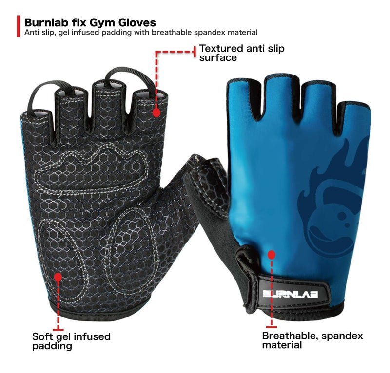 BURNLAB Gym Gloves Pro (Blue and Black, Large) - Image 4