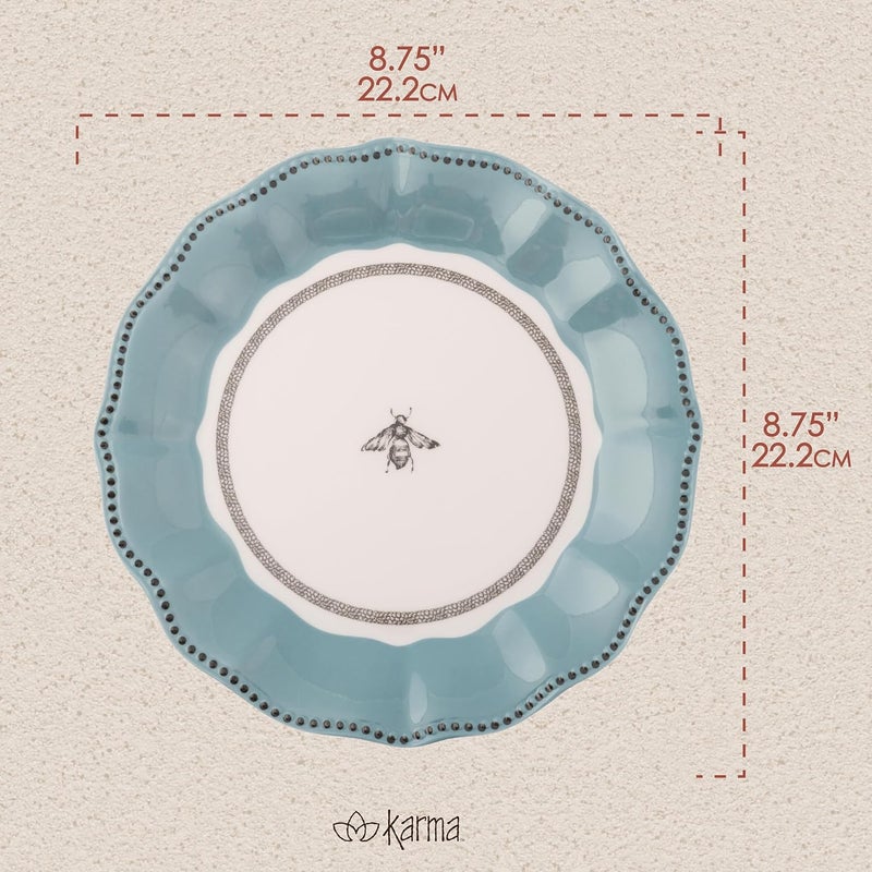 Karma أطباق سلطة ميلامين كارما 875 بوصة مجموعة من 4 أطباق قابلة لإعادة الاستخدام وآمنة في غسالة الصحون للاستخدام الداخلي والخارجي - Image 3