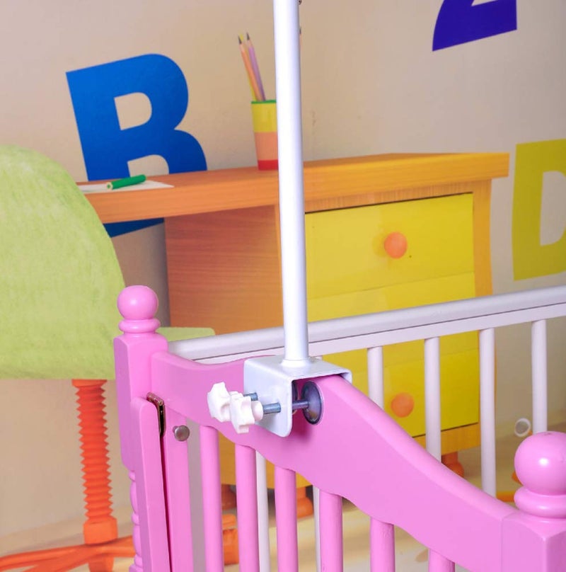 CdyBox Crib Canopy Holder Universal Metal Adjustable Clip-On Stand Bracket for Crib Cot Bed Mosquito Net(White, Stand only) - Image 4