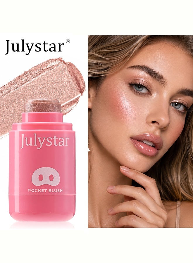 Julystar Pocket Blush,Cute PocketSize Shimmer Cream Blush & Highlighter Stick, Warm Amber Nebula Non-caking Multi-use Cheek Makeup for Daily Glowy Looks, Suitable for All Skin Complexions,#02 Amber Nebula - Image 1