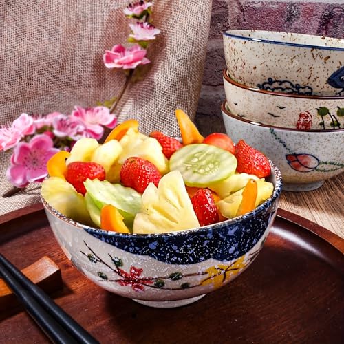 Whitenesser Japanese Ceramic Rice & Sushi Bowls Set – 4 Pack Hand-Painted Floral Design, Underglaze, Microwave & Dishwasher-Safe, Elegant Dinnerware for Home, Restaurants - Image 5