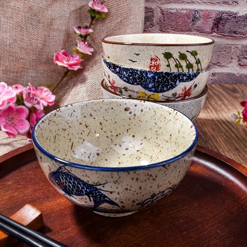 Whitenesser Japanese Ceramic Rice & Sushi Bowls Set – 4 Pack Hand-Painted Floral Design, Underglaze, Microwave & Dishwasher-Safe, Elegant Dinnerware for Home, Restaurants - Image 4