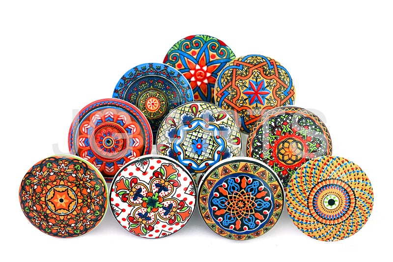 JGARTS 10 x Mix Vintage Look Flower Ceramic Knobs Door Handle Cabinet Drawer Cupboard Pull Mandala Xfer New - Image 1