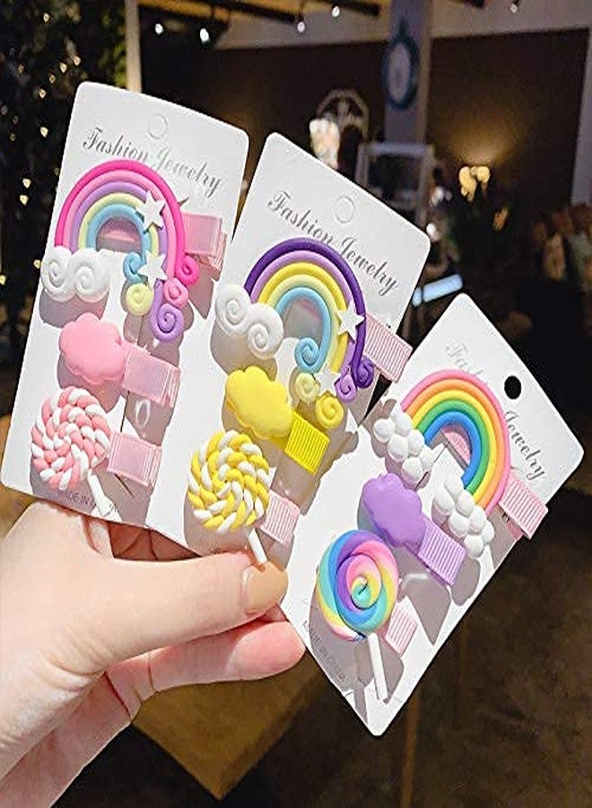 APSAMBR-3 PCS RANDOM COLOR Hair Clips for Girls, Cute Candy Barrettes Lovely Cloud Patterns Hair Accessories Pretty Rainbow Hairpins for Toddlers Little Girls Kids - Image 3