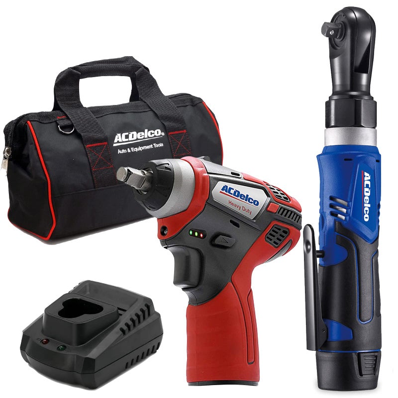 ACDelco ARW1209K14 G12 Series 12V Liion Cordless 38 Rachet Wrench Impact Wrench Combo Tool Kit