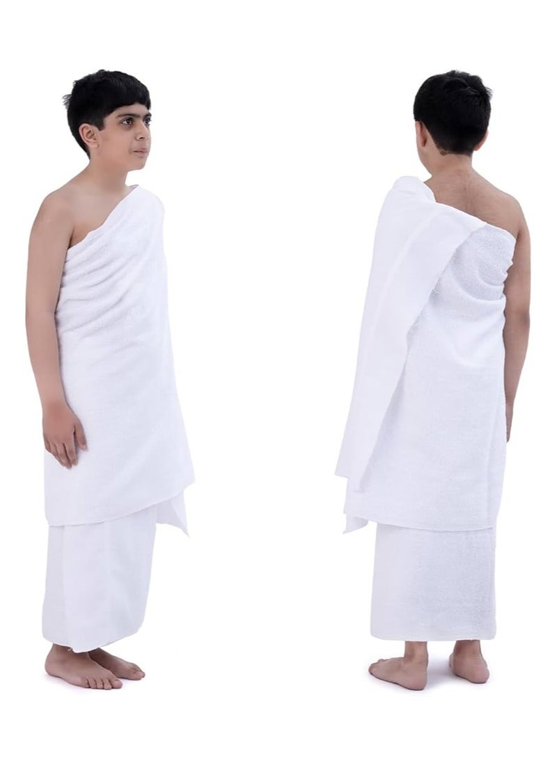 Fabienne Mid-Size Ihram for Teen Boys & Short Men Ihram for Hajj & Umrah 165x110cm Soft Absorbent Lightweight & Comfortable Pilgrimage Youth Towel Ihram for Boys Large  - Image 1