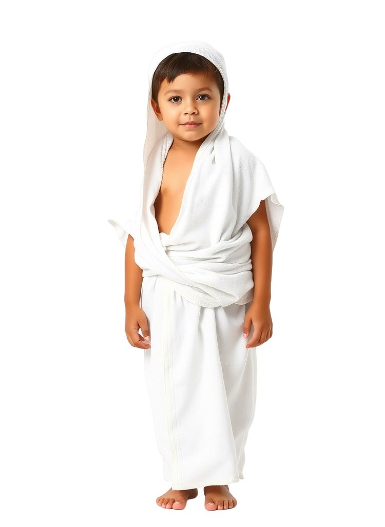 Mid-Size Ihram for Teen Boys & Short Men Ihram for Hajj & Umrah 165x110cm Soft Absorbent Lightweight & Comfortable Pilgrimage Youth Towel Ihram for Boys Large