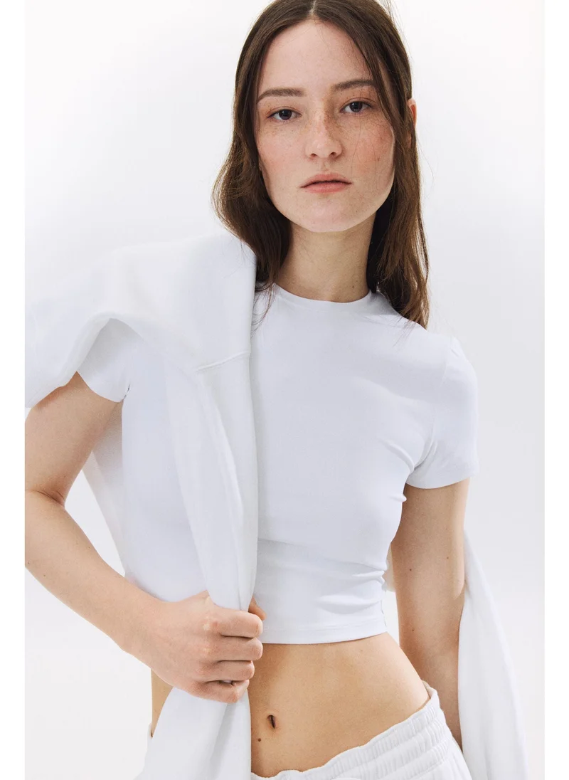 H&M Cropped microfibre T-shirt
