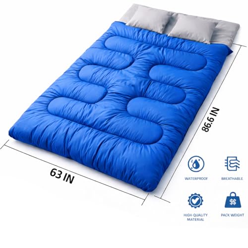 MalloMe Double Sleeping Bags for Adults Cold Weather & Warm - Backpacking Camping Sleeping Bag for Kids, Girls, Boys - Lightweight Compact Camping Essentials Gear Accessories Hiking Sleep Must Haves - Image 2