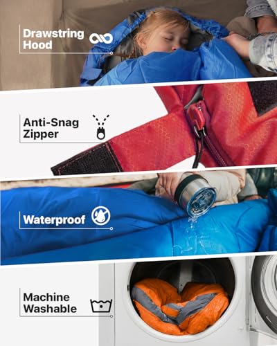 MalloMe Double Sleeping Bags for Adults Cold Weather & Warm - Backpacking Camping Sleeping Bag for Kids, Girls, Boys - Lightweight Compact Camping Essentials Gear Accessories Hiking Sleep Must Haves - Image 4
