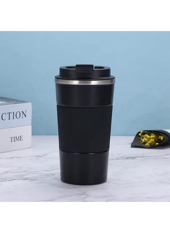 Wosta Travel Mug, Insulated Coffee Cup with Leakproof Lid,Vacuum Insulation Stainless Steel Reusable for Hot Cold Coffee, Non-Slip Protective Cover, (Black, 380 Ml & Cleaning Brush) - Image 4
