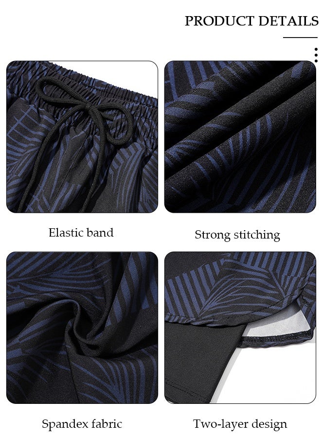 DUNISO Men's Swimming Trunks with Compression Liner, Double Layer Quick Dry Beach Shorts with Adjustable Belt Loose Breath Swim Shorts Swimwear Bathing Suits for Beach and Swimming - Image 5