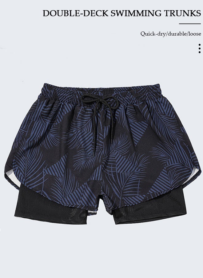 DUNISO Men's Swimming Trunks with Compression Liner, Double Layer Quick Dry Beach Shorts with Adjustable Belt Loose Breath Swim Shorts Swimwear Bathing Suits for Beach and Swimming - Image 4