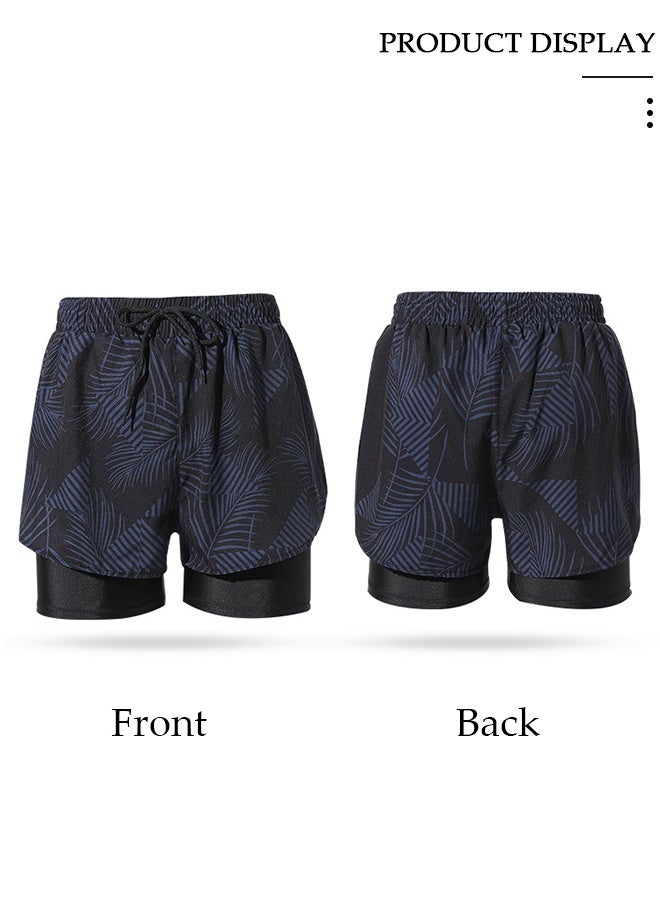 DUNISO Men's Swimming Trunks with Compression Liner, Double Layer Quick Dry Beach Shorts with Adjustable Belt Loose Breath Swim Shorts Swimwear Bathing Suits for Beach and Swimming - Image 3