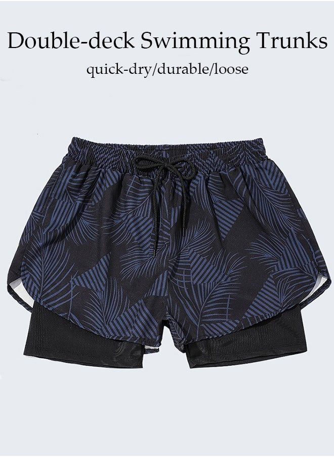 DUNISO Men's Swimming Trunks with Compression Liner, Double Layer Quick Dry Beach Shorts with Adjustable Belt Loose Breath Swim Shorts Swimwear Bathing Suits for Beach and Swimming  - Image 4
