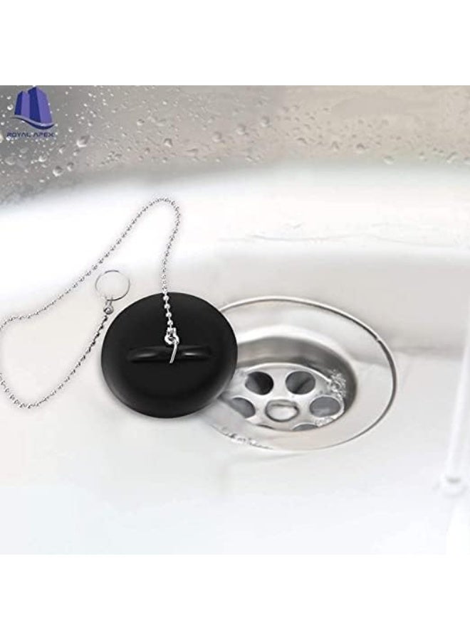 Biella 2 Pcs 1.1/2 Inch Tub Stopper Bathroom Sink Drain Plug Silicone Bathtub Drain Stopper With Chains For Kitchen Bathtub Bathroom Sink Drains - Image 3