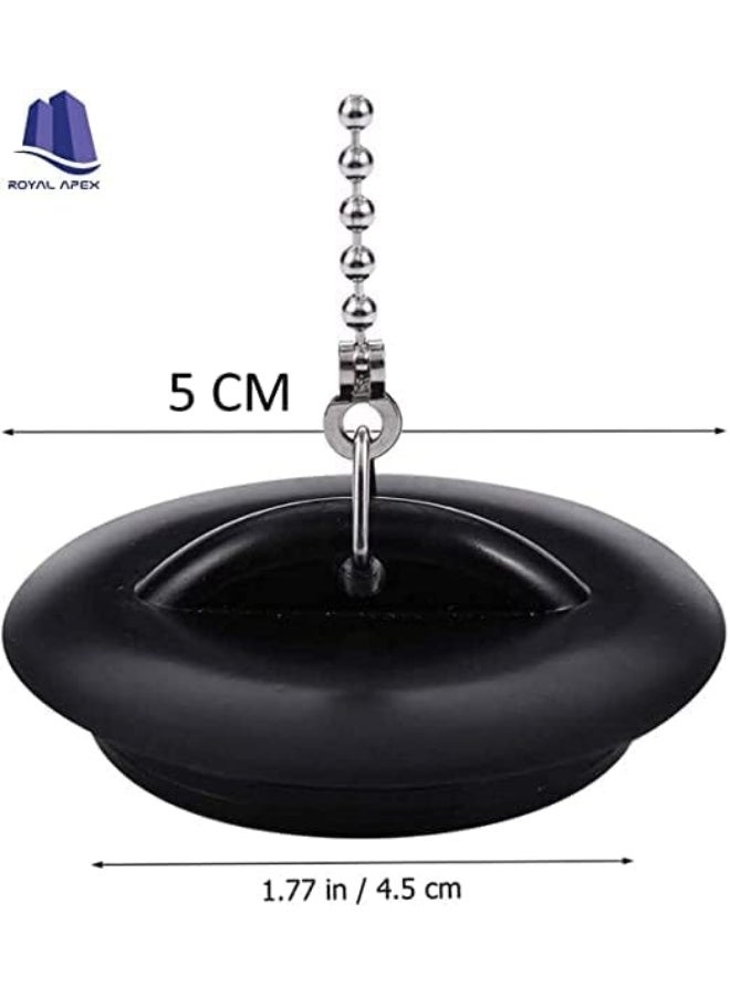 Biella 2 Pcs 1.1/2 Inch Tub Stopper Bathroom Sink Drain Plug Silicone Bathtub Drain Stopper With Chains For Kitchen Bathtub Bathroom Sink Drains - Image 2