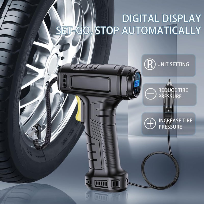 Suitu 12V Digital Car Tire Inflator with LED Light and Nozzle Adaptors - Image 3