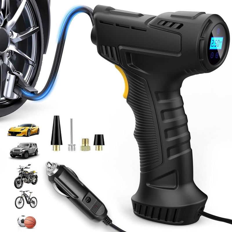 Suitu 12V Digital Car Tire Inflator with LED Light and Nozzle Adaptors - Image 1