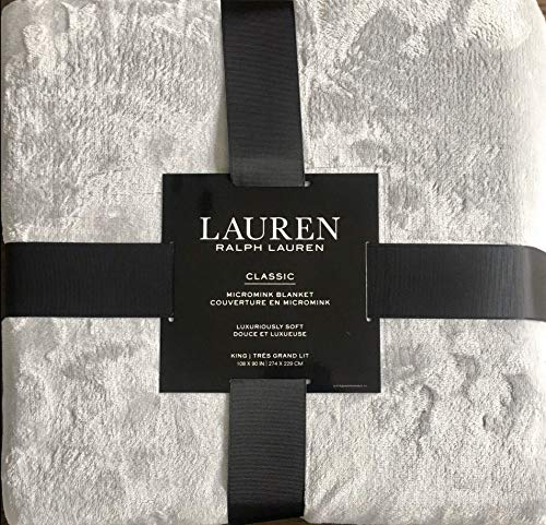 Lauren Ralph Lauren Lauren Micromink Classic King Bed Blanket Light Grey