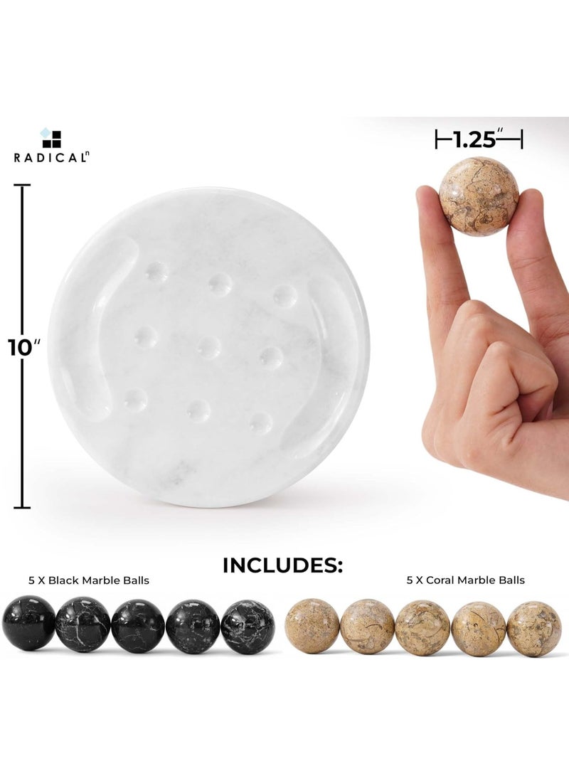 RADICALn لعبة تيك تاك تو من الرخام راديكال 10 بوصة باللون الأسود والمرجاني مصنوعة يدويًا للألعاب الداخلية والخارجية للبالغين والعائلة - لعبة زخرفية للهدايا والسفر وزينة الطاولة - Image 3