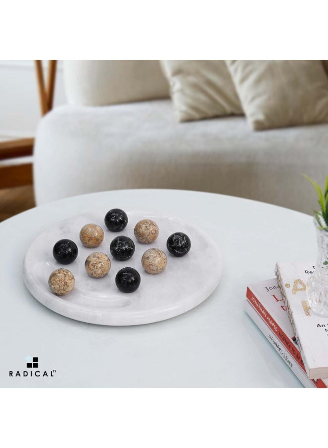 RADICALn لعبة تيك تاك تو من الرخام راديكال 10 بوصة باللون الأسود والمرجاني مصنوعة يدويًا للألعاب الداخلية والخارجية للبالغين والعائلة - لعبة زخرفية للهدايا والسفر وزينة الطاولة - Image 5