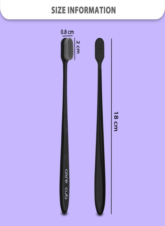 CARE CUB CARECUB Black Flat Head Ultra Soft-Bristles Micro Nano 10,000 Nano Bristle Good Cleaning Effect For Sensitive Teeth Oral Gum Recession,Manual Toothbrush For Adults Pack Of 4 - Image 3