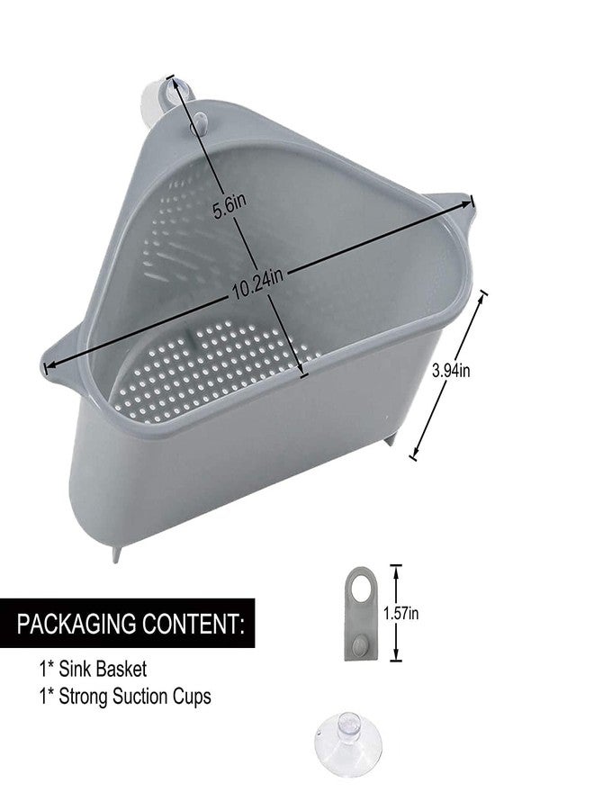 ANKUL Kitchen Sink Organizer Corner Storage Rack Set of 2, Triangular Strainer Basket, Drain Drainer Colander, Food Waste Collector Tray - Image 2