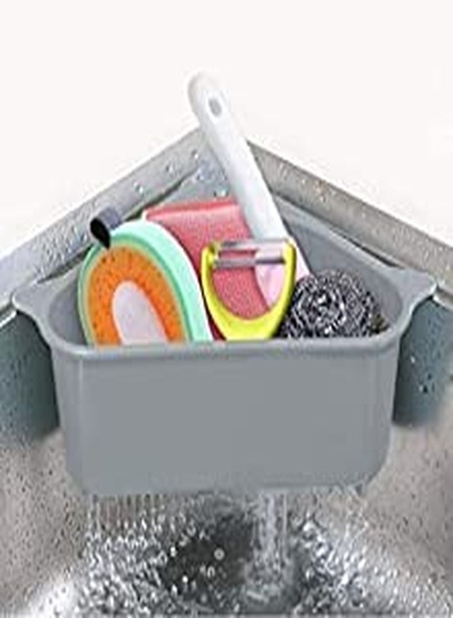 ANKUL Kitchen Sink Organizer Corner Storage Rack Set of 2, Triangular Strainer Basket, Drain Drainer Colander, Food Waste Collector Tray - Image 4