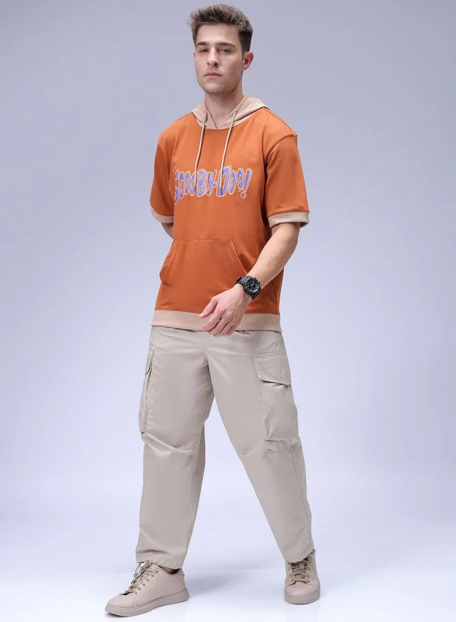 شركة المرآب الهندية Men Oversized Character Overhead Hooded Sweatshirt