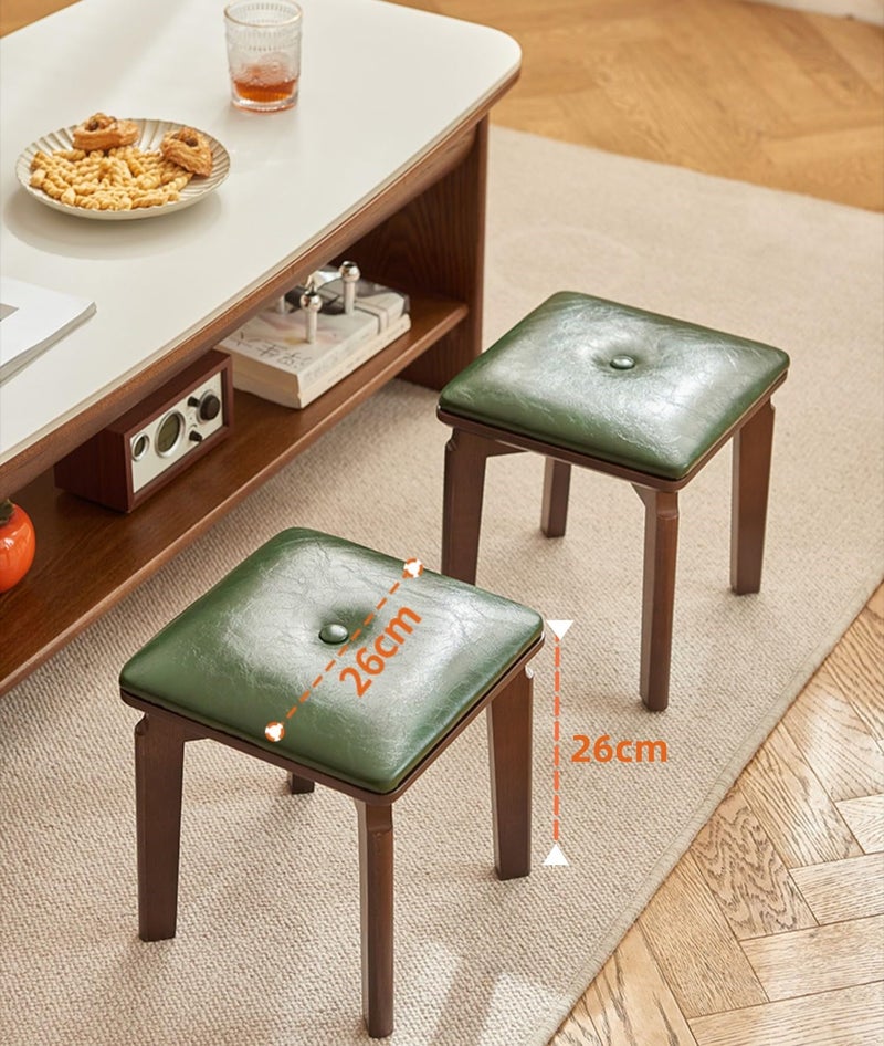 XDSTOOL Small Footstool Ottoman 10 inch Faux Leather Wooden Step Stool Foot Stool Ottoman for Kitchen Living Room Bedroom Entryway - Image 5