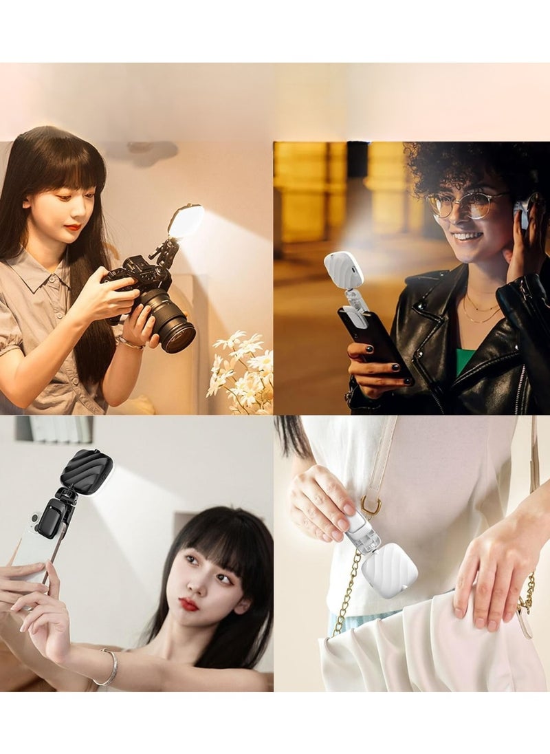 Rechargeable LED Video Light with Clip – 100 Beads, Dimmable – For Laptop, Mobile, Tripod, and Selfie Stick – Black