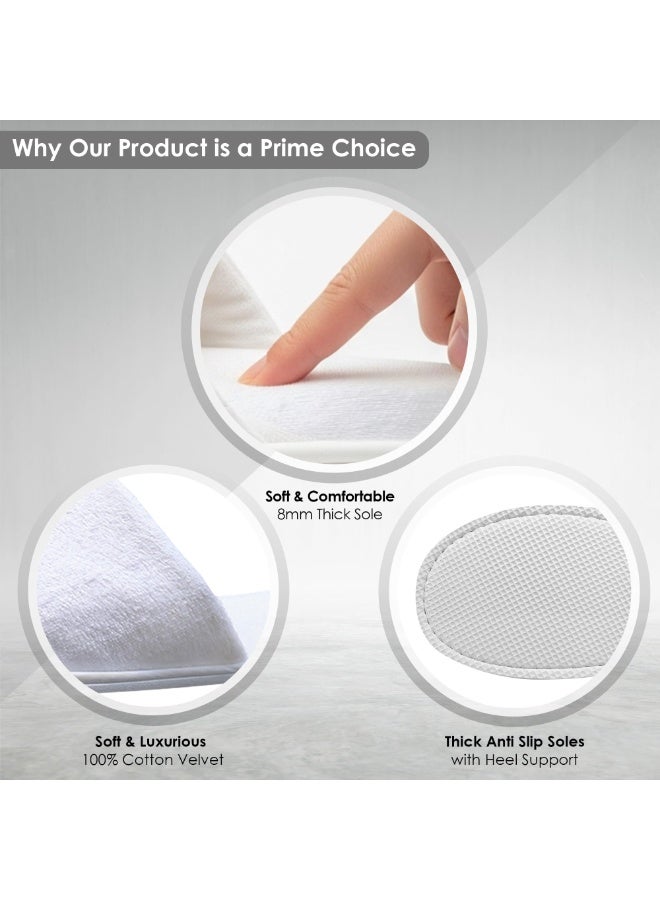 بابونا 10 أزواج من شباشب الحمام القابلة للتصرف - شباشب سبا بيضاء فاخرة بمقدمة مغلقة غير قابلة للانزلاق، مع نعل غير قابل للانزلاق بسماكة 6 ملم من الإيبي وفيلت المرجان، مناسبة للفنادق والمنتجعات الصحية والسفر والمنازل دون أحذية، وللضيوف خلال رمضان - Image 5