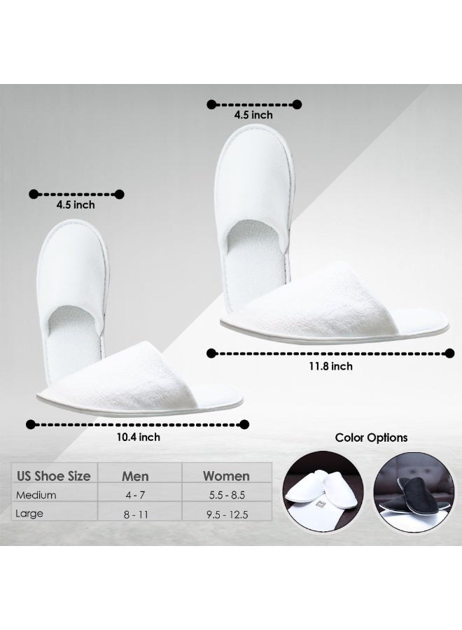 بابونا 10 أزواج من شباشب الحمام القابلة للتصرف - شباشب سبا بيضاء فاخرة بمقدمة مغلقة غير قابلة للانزلاق، مع نعل غير قابل للانزلاق بسماكة 6 ملم من الإيبي وفيلت المرجان، مناسبة للفنادق والمنتجعات الصحية والسفر والمنازل دون أحذية، وللضيوف خلال رمضان - Image 3