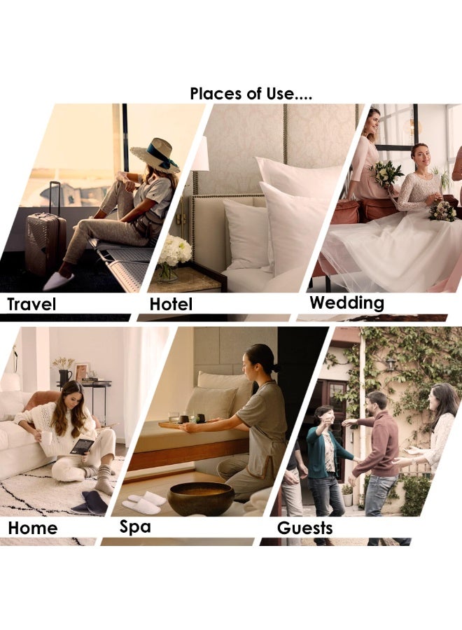 بابونا 10 أزواج من شباشب الحمام القابلة للتصرف - شباشب سبا بيضاء فاخرة بمقدمة مغلقة غير قابلة للانزلاق، مع نعل غير قابل للانزلاق بسماكة 6 ملم من الإيبي وفيلت المرجان، مناسبة للفنادق والمنتجعات الصحية والسفر والمنازل دون أحذية، وللضيوف خلال رمضان - Image 4