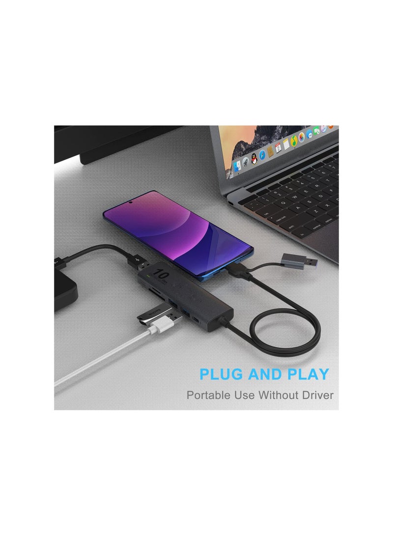 SOLARAE USB C USB HUB, USB A/USB C to USB A Adapter, USB 3.2 GEN 2 10G Speed, with 3 USB A Ports(10G) and UHS-II SD/TF Ports, USB C UHS-II SD Card Reader Compatible with SD/SDHC/SDXC/Micro SD - Image 3