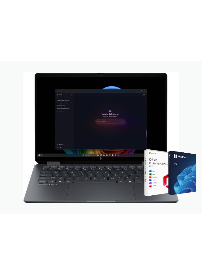 HP أومني بوك ألترا فليب 14 2 في 1 - لابتوب كوبايلوت+ - إنتل كور ألترا 7 256V، 16GB LPDDR5x، 4TB SSD، شاشة تعمل باللمس 16 بوصة 3K OLED، ويندوز 11 برو + أوفيس 2024 مدى الحياة - Image 1