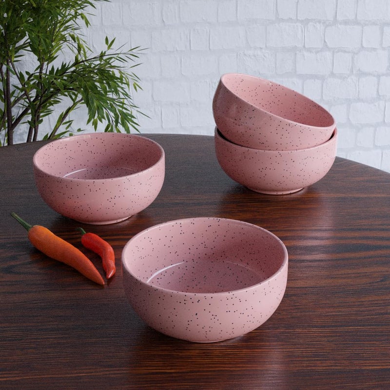 The Earth Store Glossy Pink 150ml Ceramic Bowl, Dishwasher & Microwave Safe Serving Bowl for Snacks, Dal, Curry, Fruits, Salad & Maggi, Serving Mixing Bowl Ideal for Gifting & Daily Use - Set of 4 - Image 5