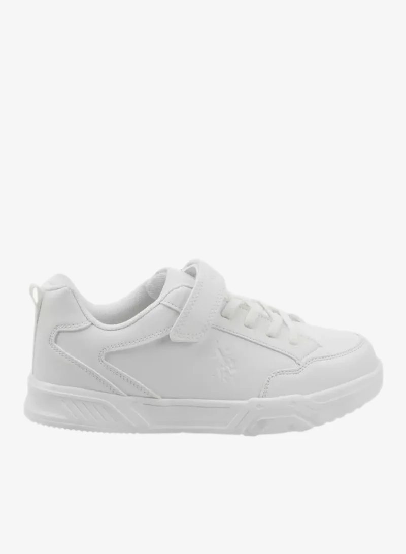 يو اس بولو اسن U.S. Polo Assn. Kids White School Sneakers | Lace-Up Shoes with Adjustable Hook & Loop Strap | Lightweight Non-Slip Casual Walking Shoes for Boys & Girls | Comfortable Everyday School Footwear