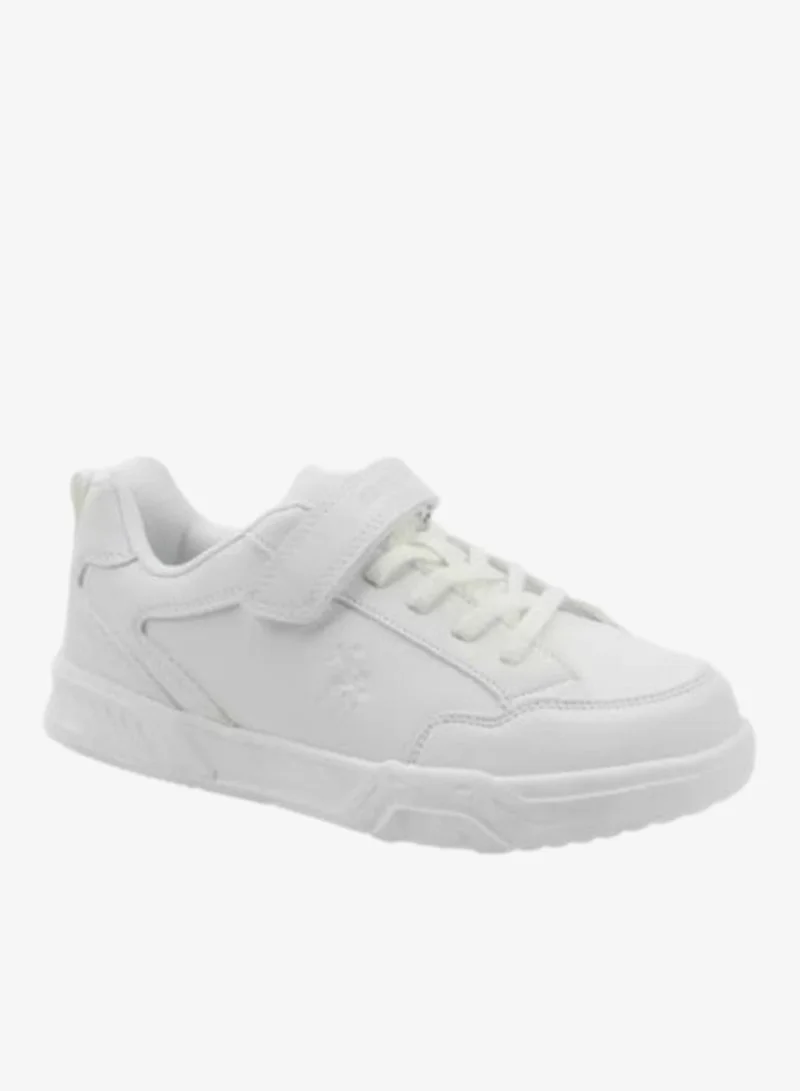 U.S. Polo Assn. U.S. Polo Assn. Kids White School Sneakers | Lace-Up Shoes with Adjustable Hook & Loop Strap | Lightweight Non-Slip Casual Walking Shoes for Boys & Girls | Comfortable Everyday School Footwear