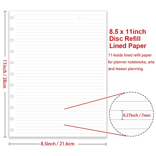 Getvow A4 TUL Discbound Lined Refill Paper, 11 Disc Hole Punched, 100Sheets / 200Pages, 100gsm White Paper, 8.5'' x 11'' - Image 2