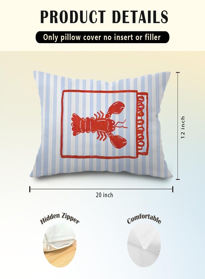 JINYO Maine Lobster Pillow Covers 12x20 inch, Preppy Coastal Decor,New England Style Decor, East Coast Beach Decor, East Coast Beach Pillow Cover, Maine Lobster, Lobster Pillow Cover - Image 5