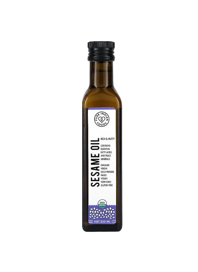 Pure Indian Foods Pure Indian Foods, Organic Cold Pressed Virgin Sesame Oil, 250 ml  - Image 1