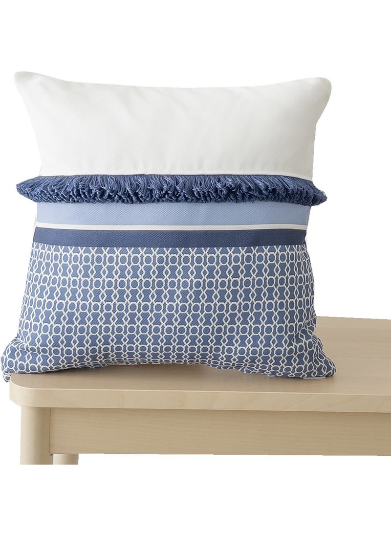 Ritmo Home Tasseled Scandinavian Ethnic Marine Throw Pillow Cover  - Image 1