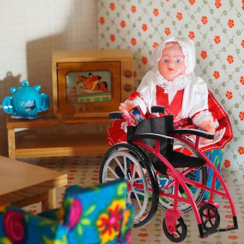 VICASKY 6pcs Dollhouse Mini Wheelchair and Crutch Set Folding Miniature Wheelchair Model Doll Accessories Sets for Kids Decoration and Collecting - Image 5